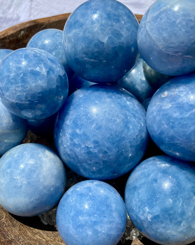 Blue Celestite Sphere | Rare Energy Stone for Peace & Intuition