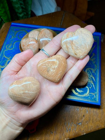 Peach Moonstone Heart Stone | Heart Centered
