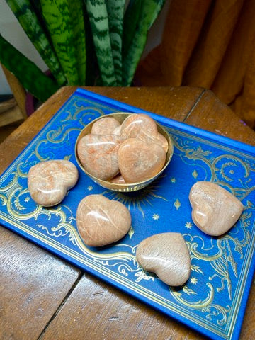 Peach Moonstone Heart Stone | Heart Centered