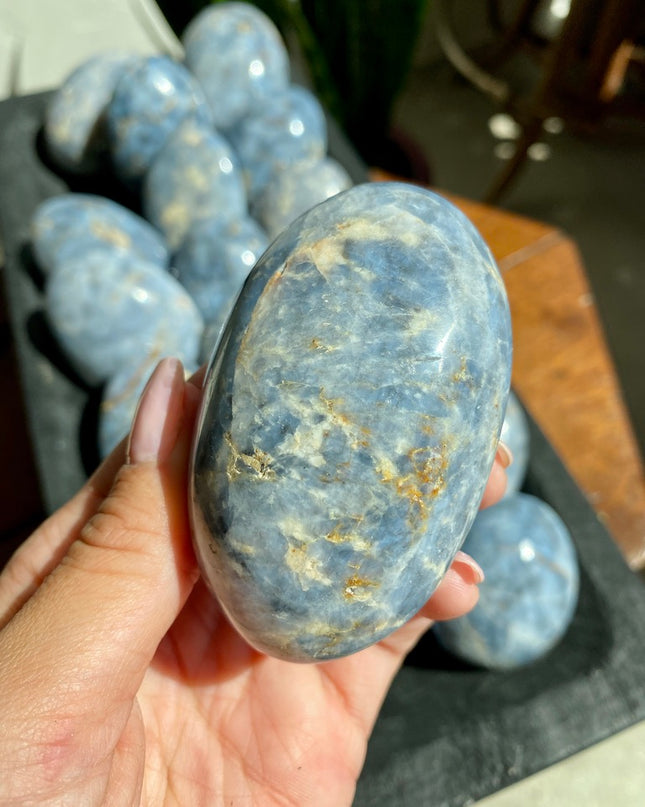 High Grade Blue Opal Palm Stone | Throat Chakra Healing