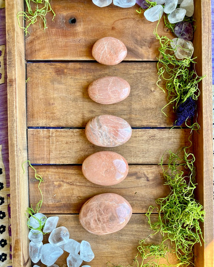 Peach Moonstone Palm Stone | Compassionate Energy