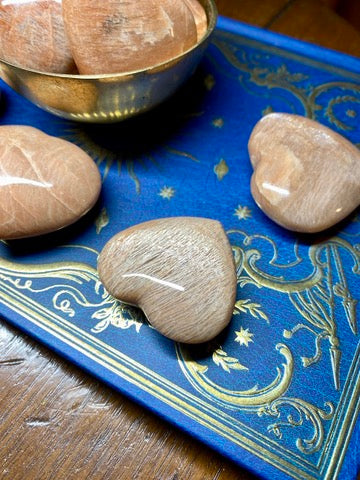 Peach Moonstone Heart Stone | Heart Centered