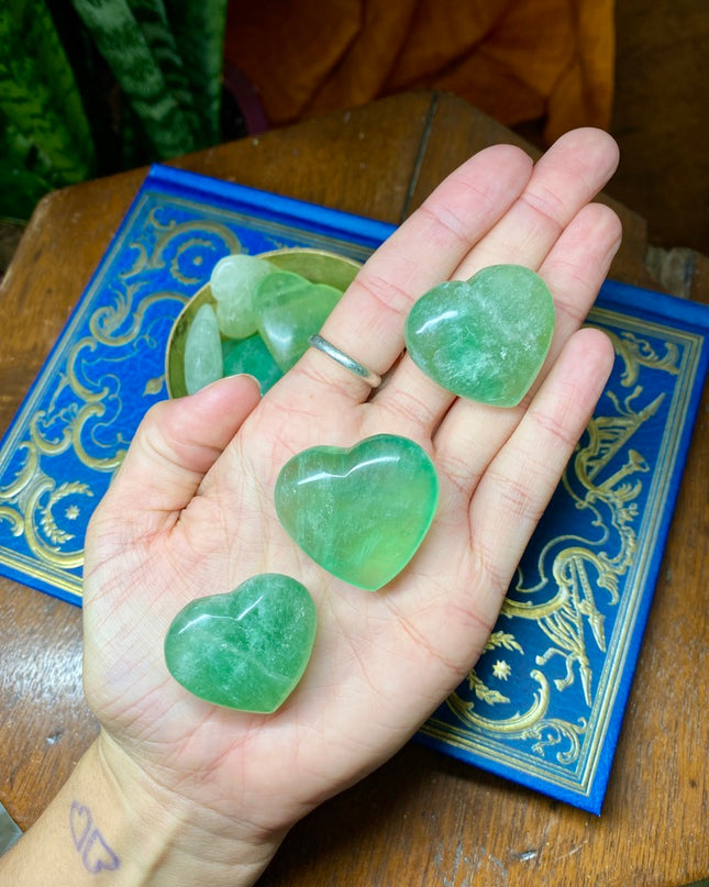 Green Fluorite Heart Stone