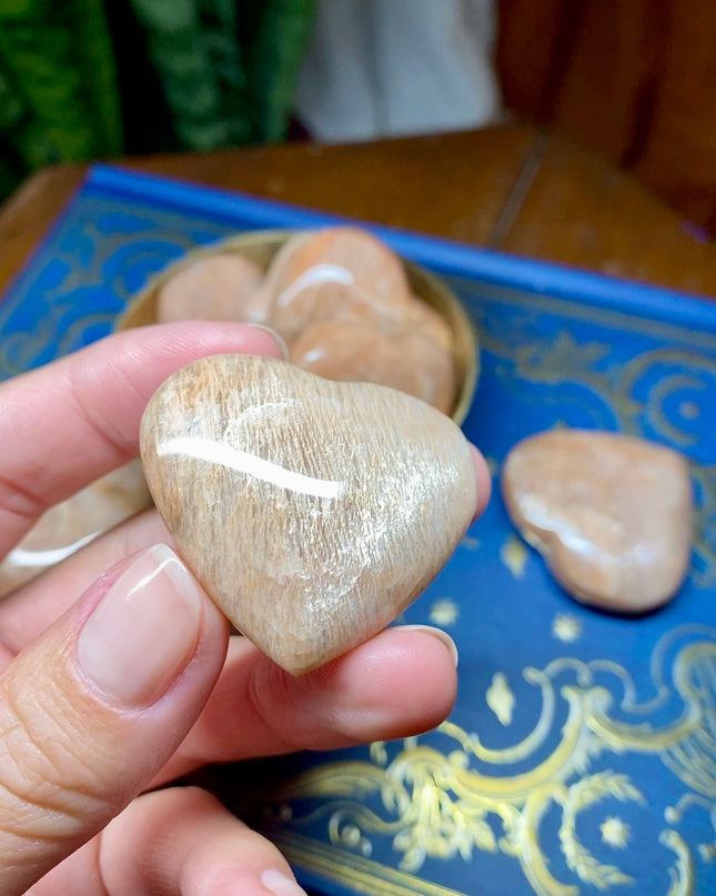 Peach Moonstone Heart Stone | Heart Centered
