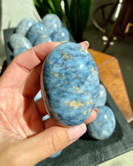 High Grade Blue Opal Palm Stone | Throat Chakra Healing