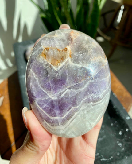 Dream Amethyst Palm Stone | Banded Crystal for Clarity & Intuition