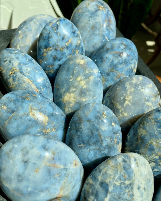 High Grade Blue Opal Palm Stone | Throat Chakra Healing
