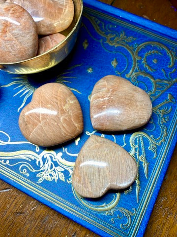 Peach Moonstone Heart Stone | Heart Centered