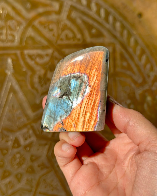 Fire Flash Labradorite Freeform | Full Spectrum Energy Gem | Heart Pattern |