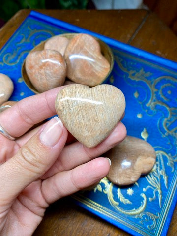 Peach Moonstone Heart Stone | Heart Centered