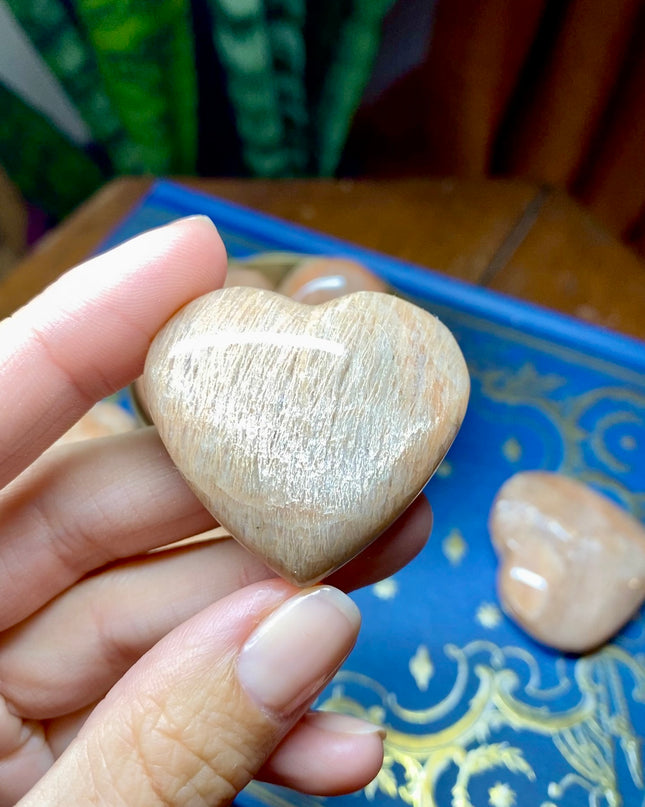 Peach Moonstone Heart Stone | Heart Centered