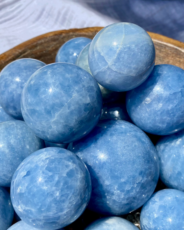 Blue Celestite Sphere | Rare Energy Stone for Peace & Intuition