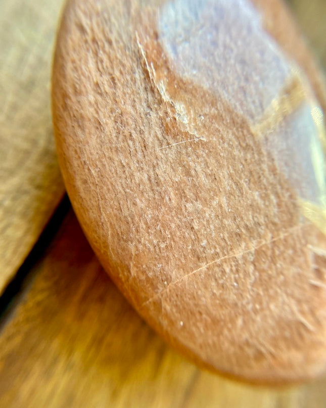 Peach Moonstone Palm Stone | Compassionate Energy