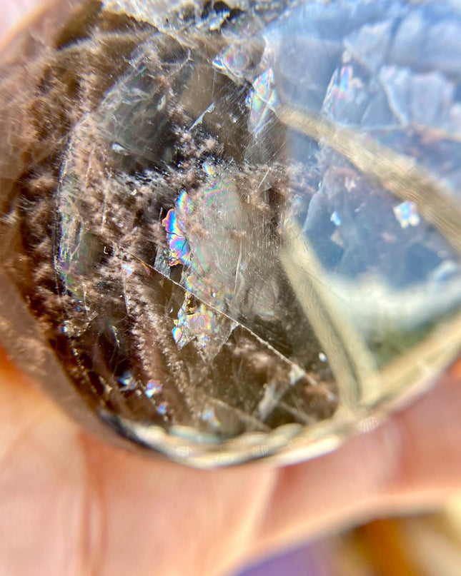 Black Moonstone Palm Stone | Intuition and Reflection