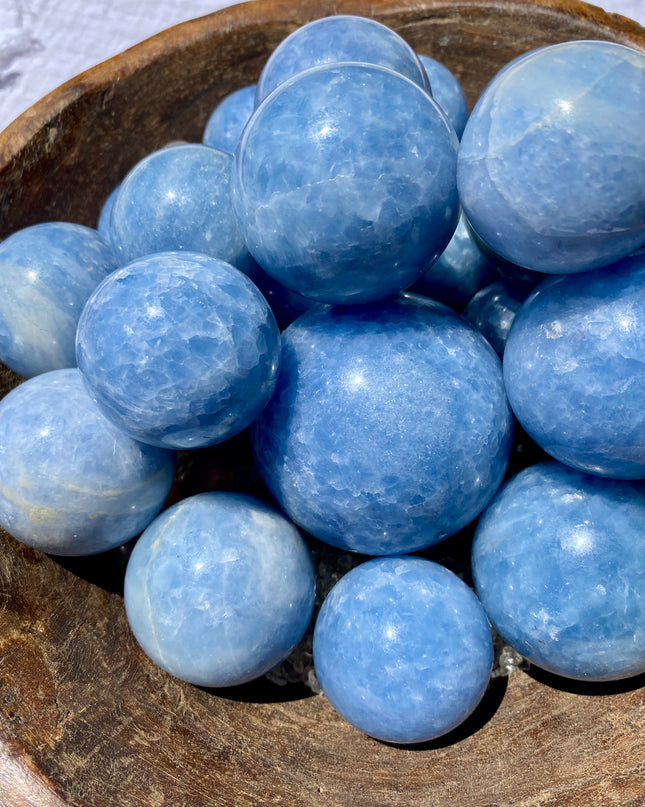 Blue Celestite Sphere | Rare Energy Stone for Peace & Intuition