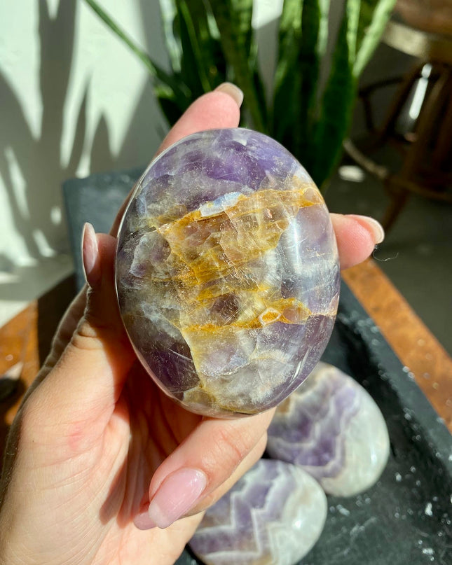 Dream Amethyst Palm Stone | Banded Crystal for Clarity & Intuition