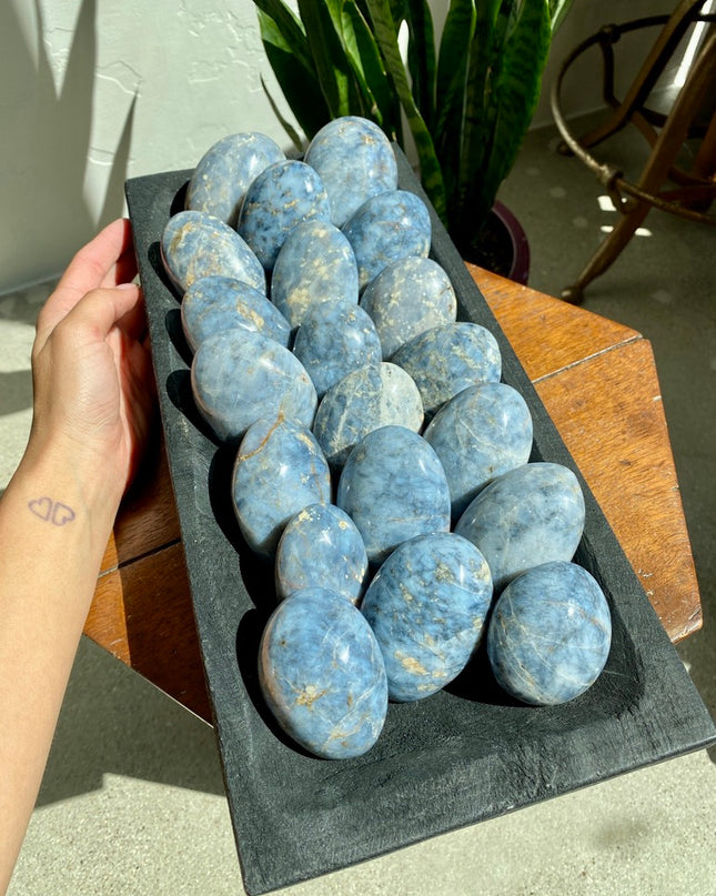 High Grade Blue Opal Palm Stone | Throat Chakra Healing