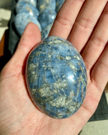 High Grade Blue Opal Palm Stone | Throat Chakra Healing