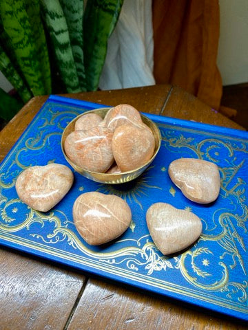 Peach Moonstone Heart Stone | Heart Centered